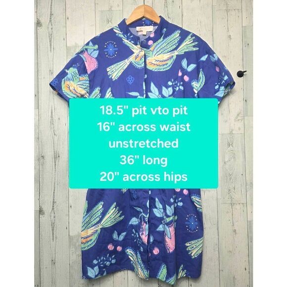 RARE Sheridan French Botanical Print Fruit Bird Shirt Dress - Picture 2 of 7